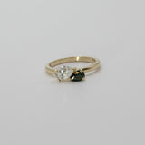 Comune - Bespoke - Twin Pear Cut Diamond and Sapphire Ring
