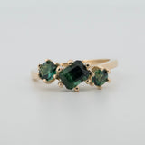 Une - Bespoke - Green Tourmaline and Sapphire Triad Ring