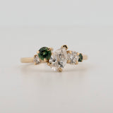 Comune - Bespoke - Diamond and Green Sapphire Cluster Ring 3
