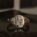 Bonus Prize - Silver Signet Ring with Sapphires, Rubies and Citrine
