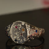 Bonus Prize - Silver Signet Ring with Sapphires, Rubies and Citrine