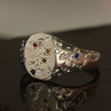 Bonus Prize - Silver Signet Ring with Sapphires, Rubies and Citrine