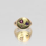 Une - Bespoke - Gold Signet #5 with Pink Tourmalines and Purple Sapphires