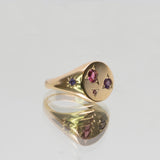 Une - Bespoke - Gold Signet #5 with Pink Tourmalines and Purple Sapphires