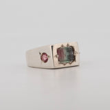 UNE - Bespoke Signet #1 with Pink and Teal Bicolour Tourmaline