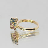 Une - Bespoke - Cluster ring with Blue and Pink Tourmaline with pink tourmaline and topaz