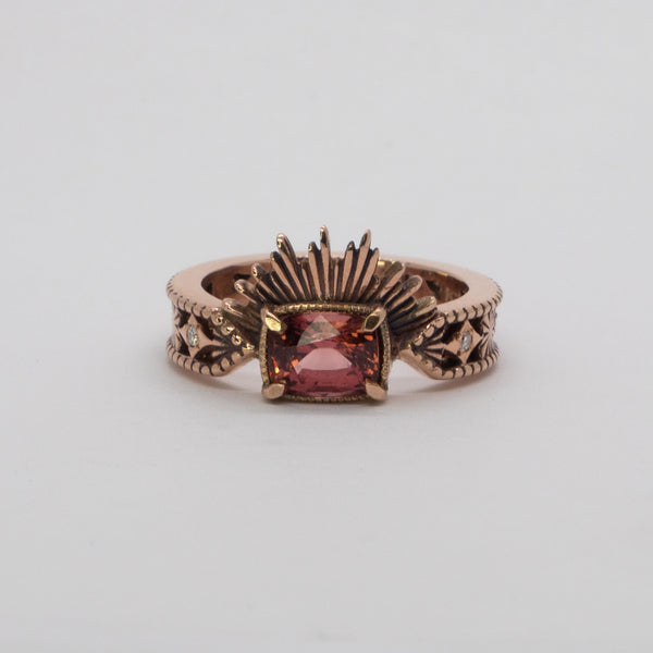 Halo & Hurt - The Erte Ring (Pink Cushion Cut Spinel in 9ct Rose Gold)