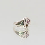 Une - Bespoke - Signet with heart shaped pink cubic zirconia, citrine and amethyst