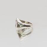 Une - Bespoke - Signet with heart shaped pink cubic zirconia, citrine and amethyst