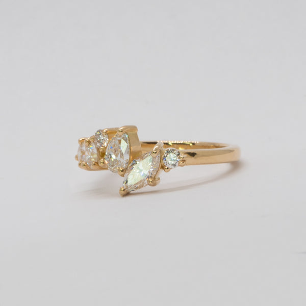 Comune - Bespoke - 14ct Yellow Gold Diamond Cluster Ring