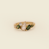 Comune - Bespoke - Diamond and Green Sapphire Cluster Ring 1