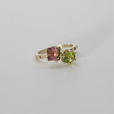 Une -Bespoke - Tourmaline and Peridot Twin Ring