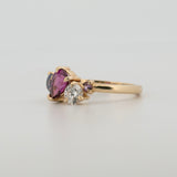 Une - Bespoke - Pink and Purple Sapphire Cluster Ring