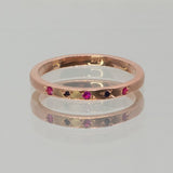 Une - Bespoke - 14ct Rose Gold Band with Pink and Black Sapphires