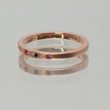 Une - Bespoke - 14ct Rose Gold Band with Pink and Black Sapphires