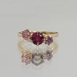 Une - Rhodolite Garnet and Pink Sapphire Triad Ring