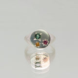 Une - Bespoke - Signet #5 with Green Sapphire, Pink Tourmaline & citrine