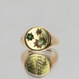 Une - Bespoke - Signet #1 with Pink, Green and Bicoloured Tourmalines