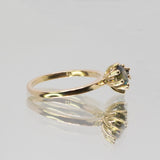 Une - Bespoke - Gold Twin ring with Teal Parti Sapphires