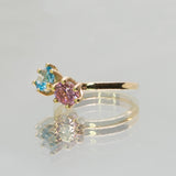 Une - Tourmaline and Topaz 9ct Yellow Gold Twin Ring