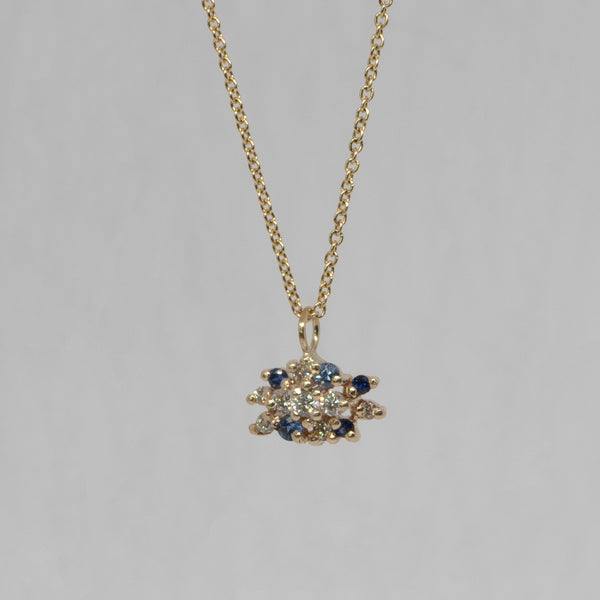 Comune - Bespoke - Sapphire and Diamond Cluster Necklace