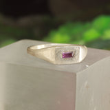 Bonus Prize - Flat Signet with Rhodolite Garnet Baguette