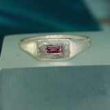 Bonus Prize - Flat Signet with Rhodolite Garnet Baguette