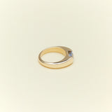 Jacqueline Nguyen Jewellery - Tension Set Emerald Band - 9ct Yellow Gold with Ceylon Parti Sapphire