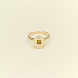 Jacqueline Nguyen Jewellery - Petite Oval Signum - 9ct Yellow Gold with Aus Sapphire & Diamond