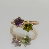 une - Amethyst and Peridot Twin Ring