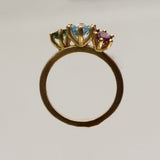 une - Garnet Aquamarine and Tourmaline Triad Ring