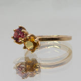 une - Pink tourmaline and citrine twin ring