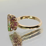 une - Bespoke - Watermelon Tourmaline, peridot and pink tourmaline cluster ring