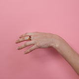 une - Pink tourmaline and citrine twin ring