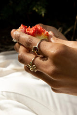 SGS Jewellery - Bespoke Starburst Ring w/ Rhodolite Garnet & Spinels