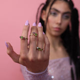 Une - Triad Ring with Tourmaline, Peridot & Amethyst