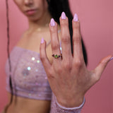 Une - Triad Ring with Tourmaline, Peridot & Amethyst