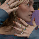 une - Topaz, Cubic Zirconia and Peridot Triad Ring