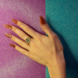 une Bespoke - Signet #5 with scattered watermelon tourmalines