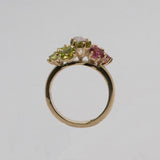 une - Bespoke - Watermelon Tourmaline, peridot and pink tourmaline cluster ring