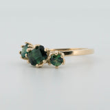 Une - Bespoke - Green Tourmaline and Sapphire Triad Ring