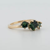 Une - Bespoke - Green Tourmaline and Sapphire Triad Ring