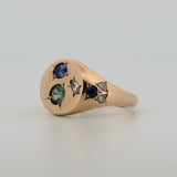 Une - Bespoke - Gold Signet #5 with Blue Sapphires and Diamonds