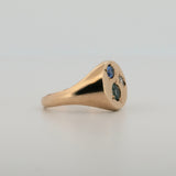 Une - Bespoke - Gold Signet #5 with Blue Sapphires and Diamonds