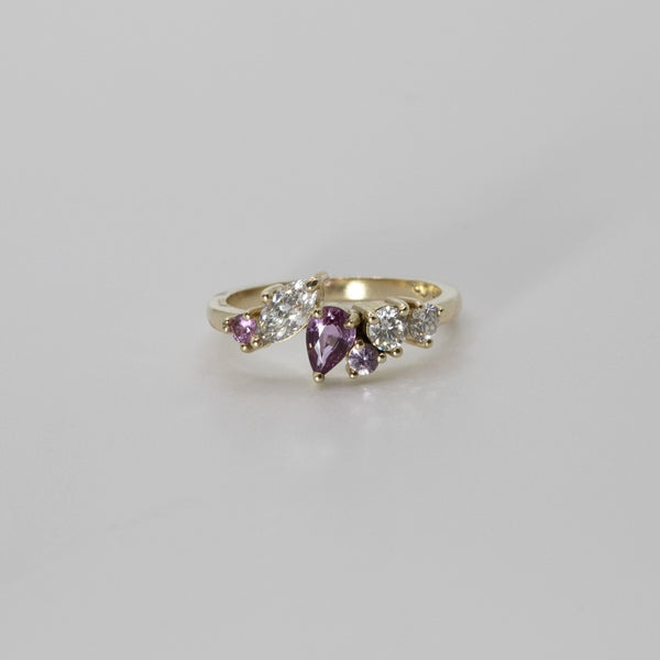 Comune - Bespoke - Pink Sapphire and Diamond Cluster Ring