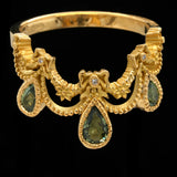 Metal Couture - Ribboned Green Sapphire Ring