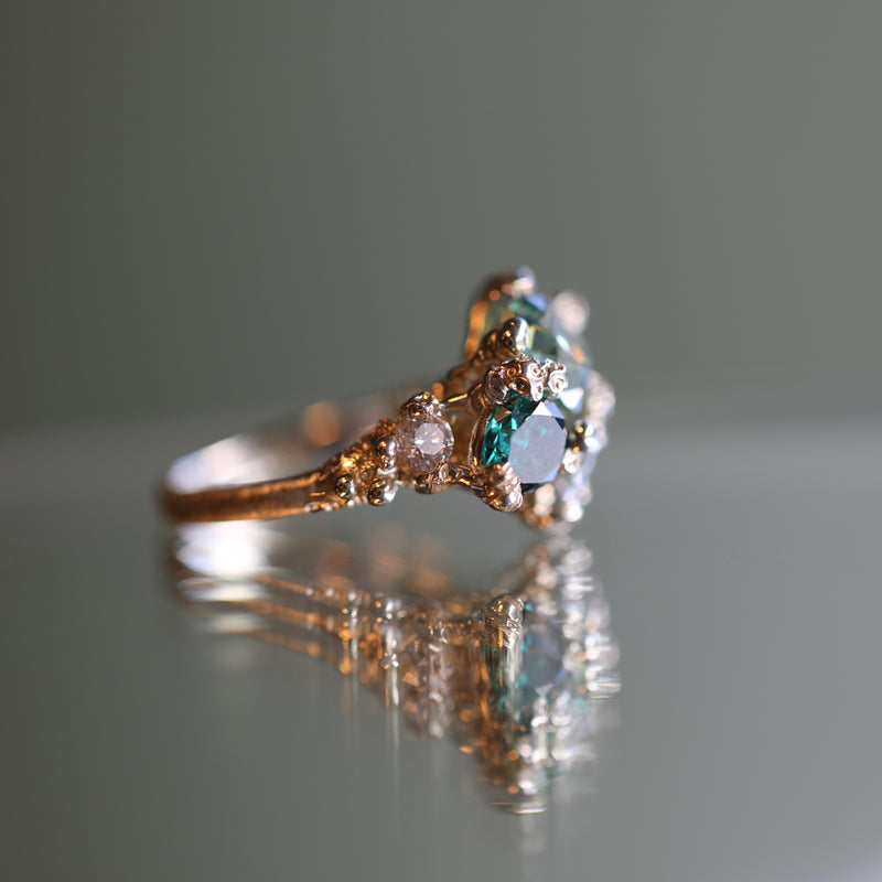 Eloise Falkiner - Coral Reef Flora Ring with Green Moissanites