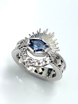 Halo & Hurt - Petroleum Blue Fancy Cut Spinel Ertè Ring