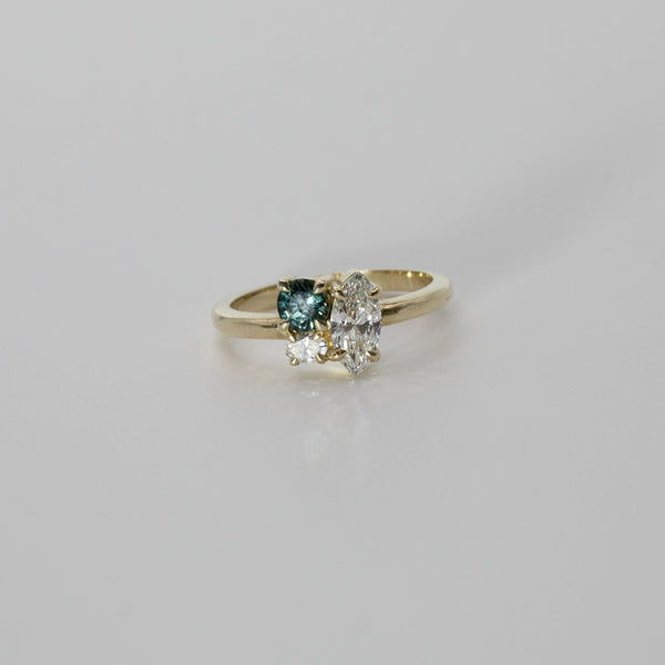 Comune - Bespoke - Marquise, Round and Oval Cut Diamond and Sapphire Ring