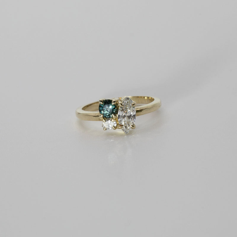 Comune - Bespoke - Marquise, Round and Oval Cut Diamond and Sapphire Ring